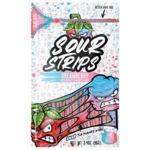 Sour Strips Dreamberry Candy Peg Bag 3.4oz 12ct